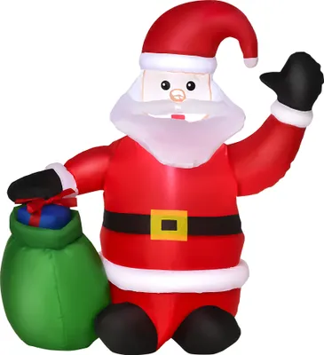 Produktbild von HOMCOM LED Figur Motiv Weihnachten Weihnachtsmann Schneemann aufblasbar Weihnachtsdeko beleuchtet Garten, L 70 x B 45 x H 120 cm, IP 44, warm weiß