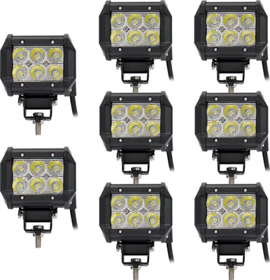 Produktbild von Greenmigo 8pcs 18W LED Scheinwerfer Flutlicht Rückfahrscheinwerfer IP67 Wasserdicht Zusatzscheinwerfer Arbeitsscheinwerfer 12V 24V
