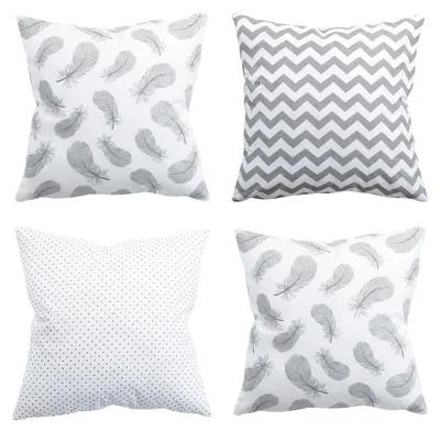 Produktbild von 4er-Set Dekokissen 40 x 40 cm mit Füllung und Bezug – Zierkissen Sofakissen aus 100% Baumwolle – Wohnzimmer, Schlafzimmer, Couch Deko – Set 09