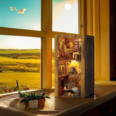 Produktbild von Famanu DIY Buchnook Set mit Möbeln und Zubehör - Holz 3D Puzzle YS05
