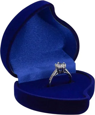 Produktbild von Herzform Ringkästchen Samt blau Einzelringhalter
