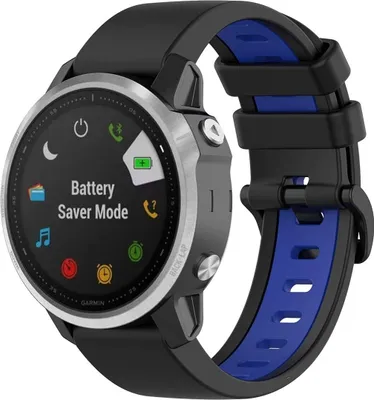 Produktbild von Strap-it® Garmin Fenix 5x / 6x Sportarmband (Schwarz/Blau)