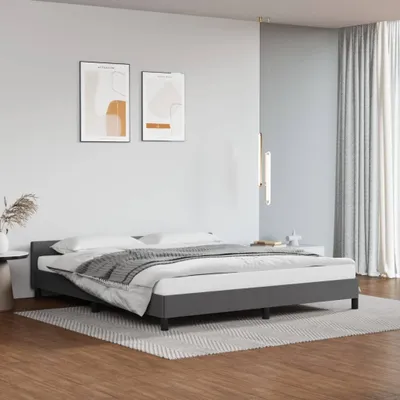 Produktbild von The Living Store Bettgestell mit Kopfteil Grau 180x200 cm Kunstleder