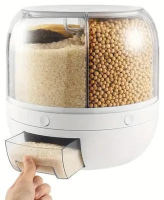 Immagine prodotto di Contenitori per cereali - Dispenser rotante a 6 scomparti - Ermetico, ideale per cereali e prodotti secchi - 2 litri per scomparto - 24x24x24 cm - Plastica PP - Trasparente