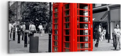 Produktbild von Bild auf Leinwand - Leinwandbild - Großbritannien London Telefon Straße - 120x50cm - Wand Bild - Wanddeko - Leinwanddruck - Bilder - Kunstdruck - Leinwand bilder - Wandkunst - AB120x50-0364