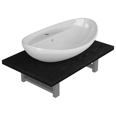 Produktbild von vidaXL 2-tlg. Badmöbel-Set Keramik Schwarz