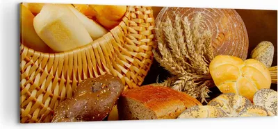 Produktbild von Bild auf Leinwand - Leinwandbild - Bäckerei Brot Essen - 120x50cm - Wand Bild - Wanddeko - Leinwanddruck - Bilder - Kunstdruck - Wanddekoration - Leinwand bilder - Wandkunst - AB120x50-2309