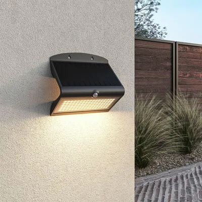 Produktbild von hoftronic LED Solar Wandleuchte 8W 850 Lumen IP65 Schwarz 3000K Warmweiß