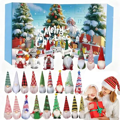 Produktbild von Großer Wichtel-Adventskalender 2025,enthält 24 handgefertigte Wichtel-Weihnachtsanhänger als tägliche Überraschungen für 24 festliche Tage
