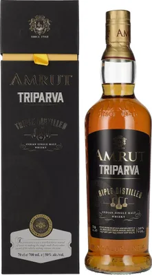 Image de Amrut TRIPARVA Triple Distilled Indian Single Malt Whisky 50% Vol. 0,7l en boîte cadeau