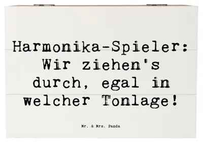 Produktbild von Mr. & Mrs. Panda Kiste Spruch Harmonika Spieler 22 x 15 cm - Weiß - Geschenk, Musik, Instrument, fotobox, Musiker, Musikinstrument, Lernen, Schatzkiste, Geschenkbox, Spaß