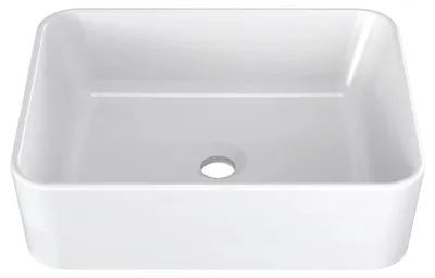 Image de Lavabo en céramique pour salle de bains - Lavabo rectangulaire à poser - Sur pied - Capacité de 12 l - Sans perçage pour robinetterie - Blanc
