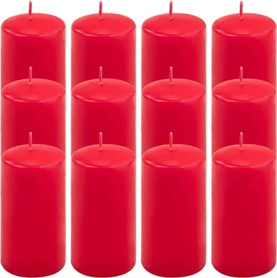 Obrázek produktu pro Sada sloupových svíček, 11,5 cm, Ø 6 cm, červená, 12 ks