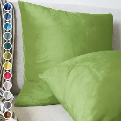 Produktbild von Lionmood Premium Samt Kissenbezug Limette 45x45cm -1er- Velvet Kissenhülle mit Reißverschluss - Modernes Design, Weich, Einfarbig für Sofa