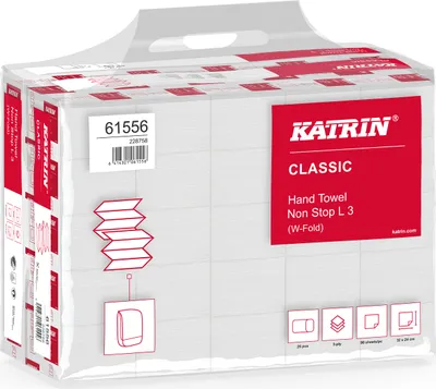 Immagine prodotto di KATRIN 61556 Papierhandtücher CLASSIC Non Stop L3 Interfold-Falzung 3-lagig 2.250 Tücher