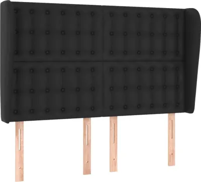 Produktbild von vidaXL Kopfteil mit Ohren Schwarz 147x23x118/128 cm Kunstleder