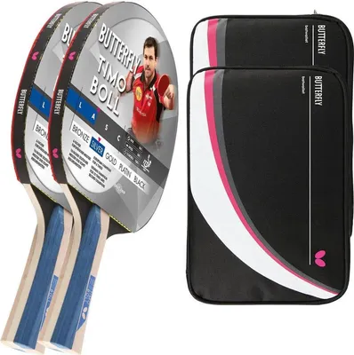 Produktbild von Butterfly 2x Timo Boll Silber 85016 Tischtennisschläger + 2x Tischtennishülle Drive Case II