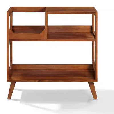 Productafbeelding van Crosley Asheville – Middenformaats platenstandaard met opbergruimte voor vinylplaten, afgewerkt in walnootlook