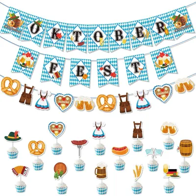 Produktbild von Cupcake Topper, 17 Stück Deko für bayerisches Bierfest, Geburtstagsparty