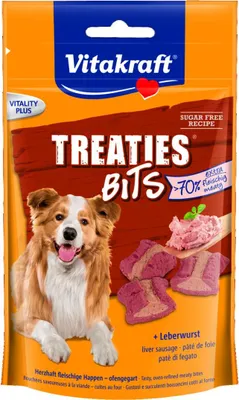 Produktbild von Vitakraft Treaties Bits, Universal, jede Rasse, Huhn, Leber, Schweinefleisch, Geflügel, Gemüse, 120 g