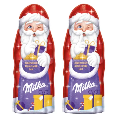 Produktbild von Milka Weihnachtsmann mit zarter Alpenmilch Schokolade 90g 2er Pack