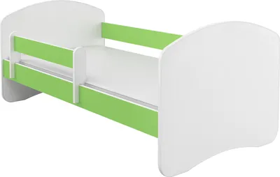 Produktbild von ACMA II Jugendbett Kinderbett 140 x 70 cm Junior-Bett Komplett-Set mit Matratze Lattenrost und Rausfallschutz Weiß / Grün, Bett für Kinderzimmer