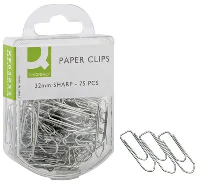 Produktbild von Q-Connect® KF02022 Büroklammern, 32 mm glatt, verzinkt spitz, 75 Stück