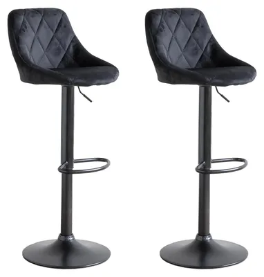 Image de Lot de 2 tabourets de bar en velours noir ROBIN