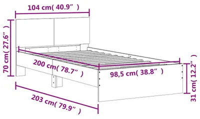 Obrázok produktu pre vidaXL Rám postele s čelom a LED osvetlením Sonoma dub 100x200 cm