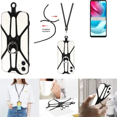 Produktbild von K-S-Trade 3in1 Handykette Handyband Handykordel Halsband Smartphone-Ring Handy-Ring kompatibel mit Motorola Moto G60S Fingerhalterung Handyring