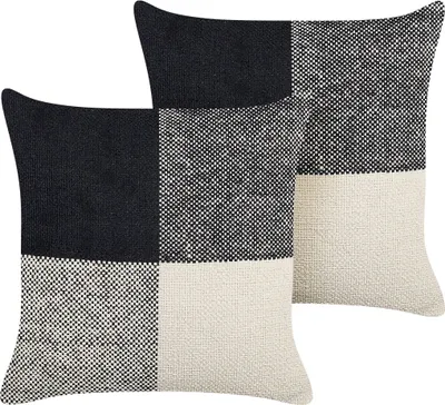 Obrázek produktu pro BELIANI 2 dekorační polštáře černá béžová bavlna Patchwork 45 x 45 cm moderní tradiční dekorace