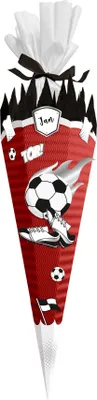 Produktbild von itenga SCHULTÜTEN Bastelset 68cm "FUSSBALL" meine Vereinstüte rot - schwarz weiss