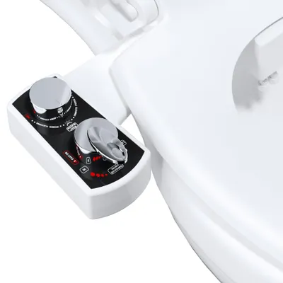 Bidet-Aufsatz für Toilette, Kalt-/Warmwasser, selbstreinigende Düsen