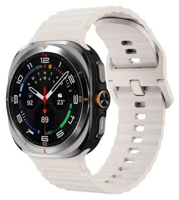 Produktbild von Für Samsung Galaxy Watch 8 / 8 Classic Design Wellenstruktur Silikon Armband Beige Größe: L