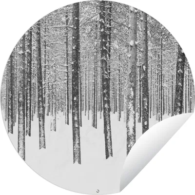 Produktbild von MuchoWow® Gartenposter Outdoor-Poster Rund Tannenbäume im Schnee Ø 150 cm Gartendeko Rundes Poster draußen