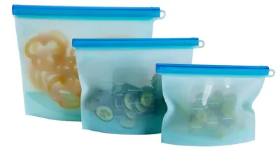 Productafbeelding van mixcover herbruikbare siliconen vershoudzakjes set 500/1000/1500ml