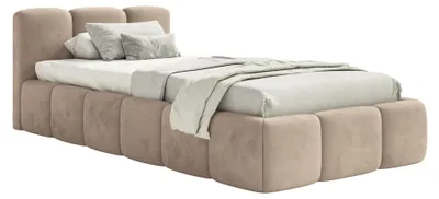 Obrázek produktu pro Selsey Cloudy Low – čalouněná postel 90 × 200 cm, úložný prostor a rošt, sametová béžová
