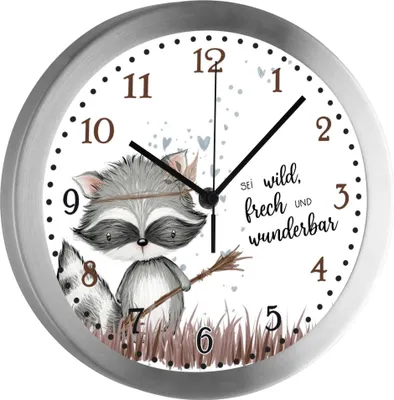 Produktbild von Funkuhr, Kinder Wanduhr, Kinderuhr, Kinderzimmer  Waschbär