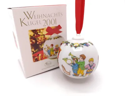 Produktbild von Hutschenreuther Porzellan Weihnachtskugel Kugel 2001 mit Originalverpackung