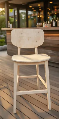 Obrázok produktu pre Moderná drevená stolička s ergonomickým sedadlom, béžová