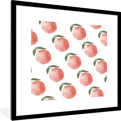 Produktbild von MuchoWow® Gerahmtes Poster Äpfel - Aquarelle - Muster 40x40 cm - Poster mit Schwarzem Bilderrahmen Wandposter Rahmen Foto Bilder - Poster - Plakat im Rahmen