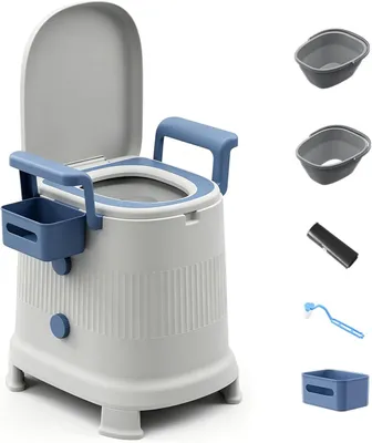 Produktbild von Campingtoilet, Reistoilet mit Eimer und Papierhalter, bis 150 kg, für den Garten