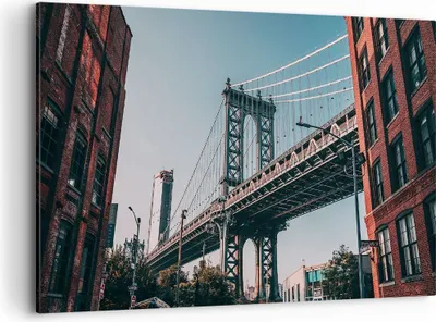 Produktbild von Bild auf Leinwand - Leinwandbild - Einteilig - Manhattan Brücke Brücke - 120x80cm - Wand Bild - Wanddeko - Wandbilder - Leinwanddruck - Bilder - Wanddekoration - Leinwand bilder - AA120x80-4675