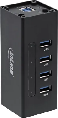 Zdjęcie produktu dla InLine 35395A, USB 3.2 Gen 1 (3.1 Gen 1) Type-A, USB 3.2 Gen 1 (3.1 Gen 1) Type-A, 5000 Mbit/s, Czarny, Aluminium, 1 m