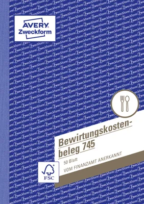 Image de Avery Zweckform® 745 Reçu pour frais de réception, DIN A5, microperforé, 50 feuilles, jaune