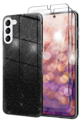 Image de Glitter Hybrid Silicone Housse pour Samsung Galaxy S23, 2x Protecteur d'écran Noir