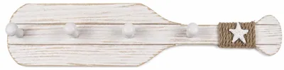 Produktbild von Wandgarderobe Paddel Holz 4 Haken Shabby Weiß ca. 40 x 8,5 cm