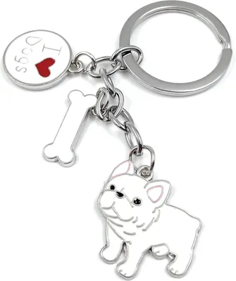 Image de Onwomania - "Bulldog animal de compagnie Love Porte-clés - Porte-bonheur en métal idéal comme cadeau par ex. pour le meilleur ami, la meilleure amie, maman