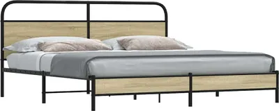 Immagine prodotto di Maison Exclusive - Letto in metallo senza materasso, rovere Sonoma, 183x213 cm