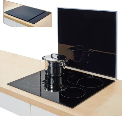 Produktbild von Zeller Herdblende-/Abdeckplatte, schwarz, Glas 56x50 cm